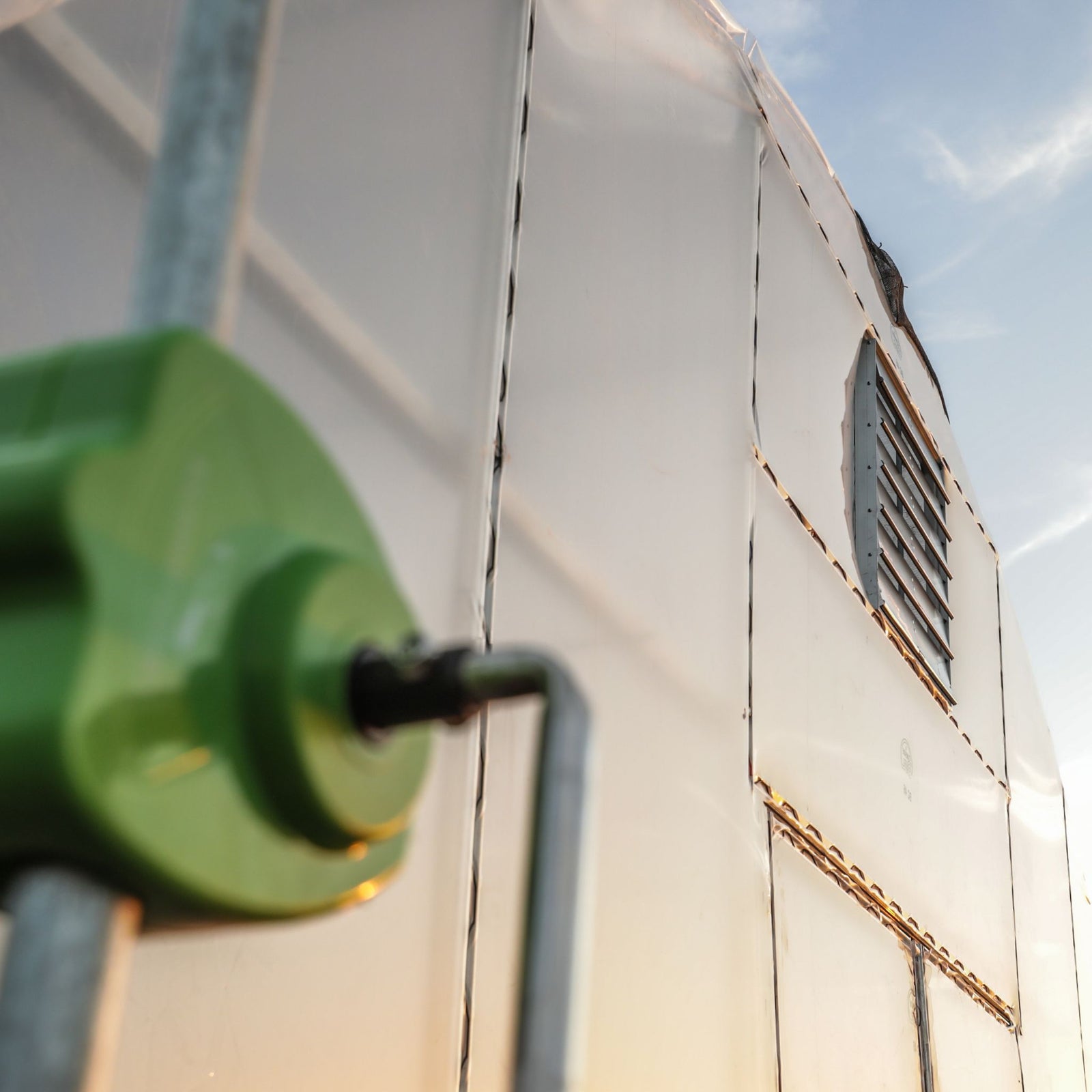 fresh intake on outside of greenhouse