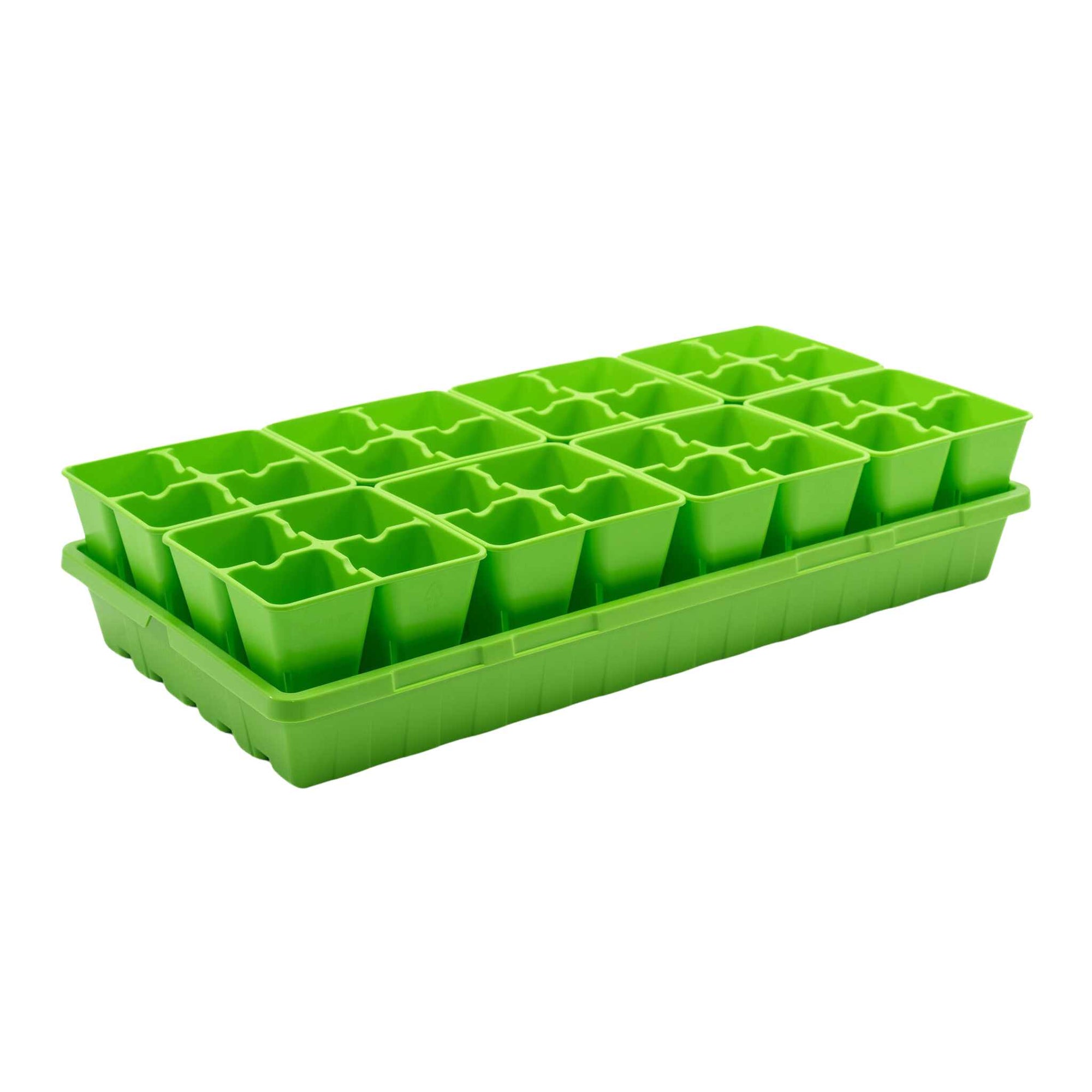 Green 4 Cell plug trays in a 1020 green tray