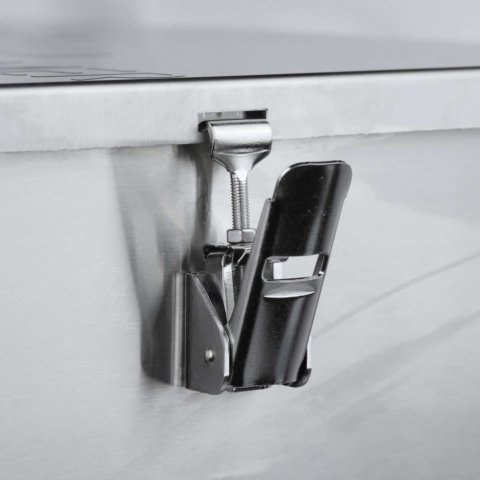 locking hinge for tray washer lid in open position.
