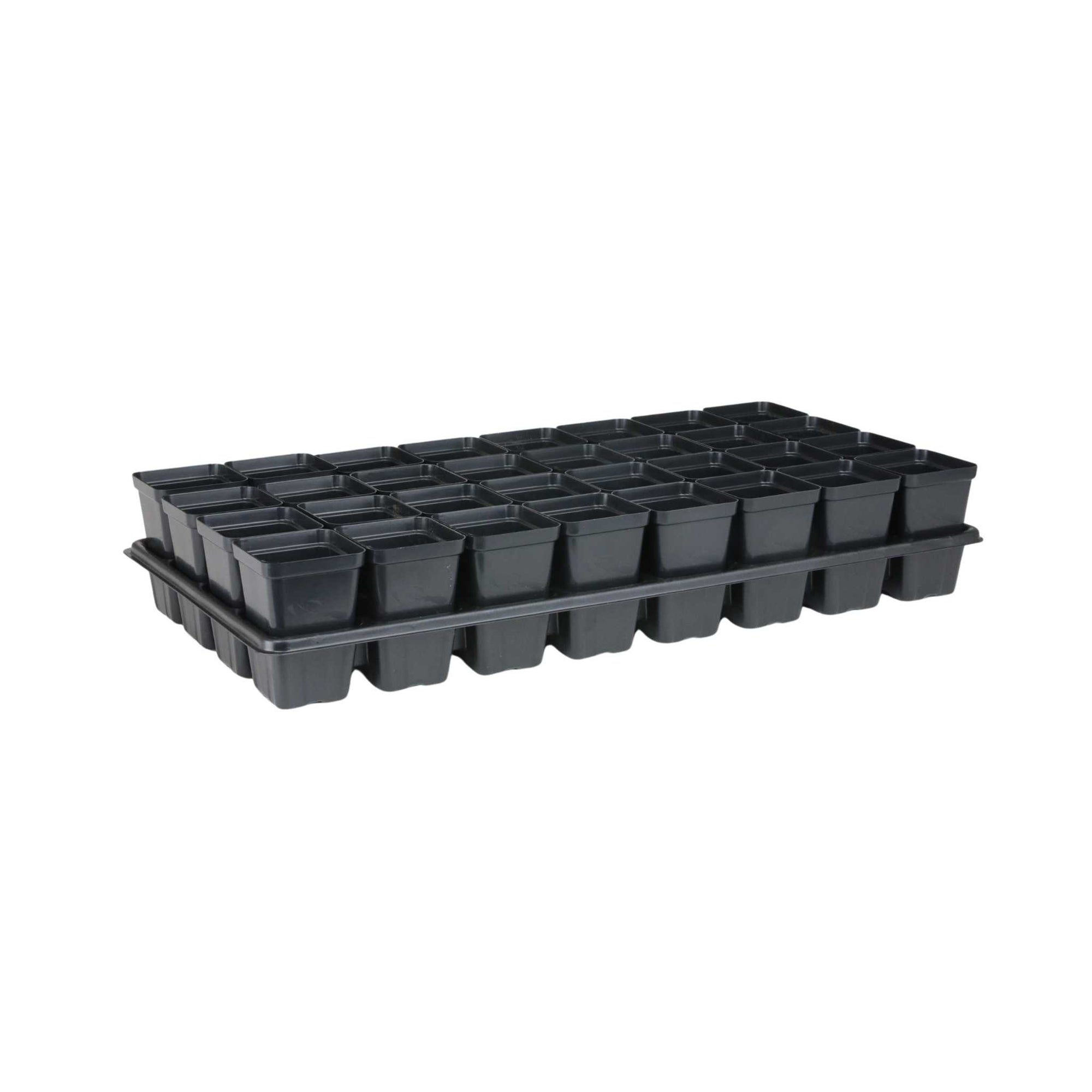 plastic plant starters 32-Cell Reusable Plant Starter Trays with Inserts 5 Pack / Black