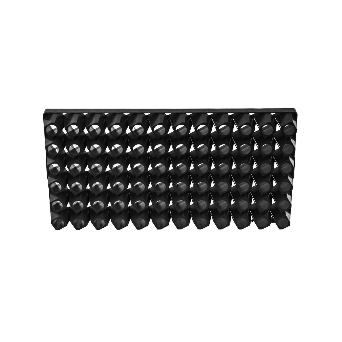 72 cell air pruning tray in black bottom view