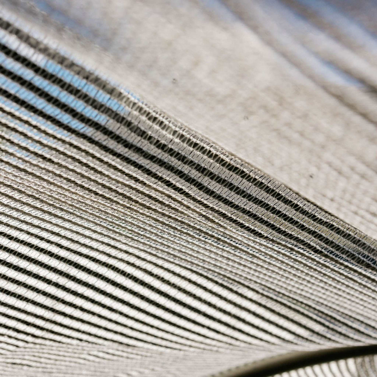 Closeup view of aluminum shade cloth