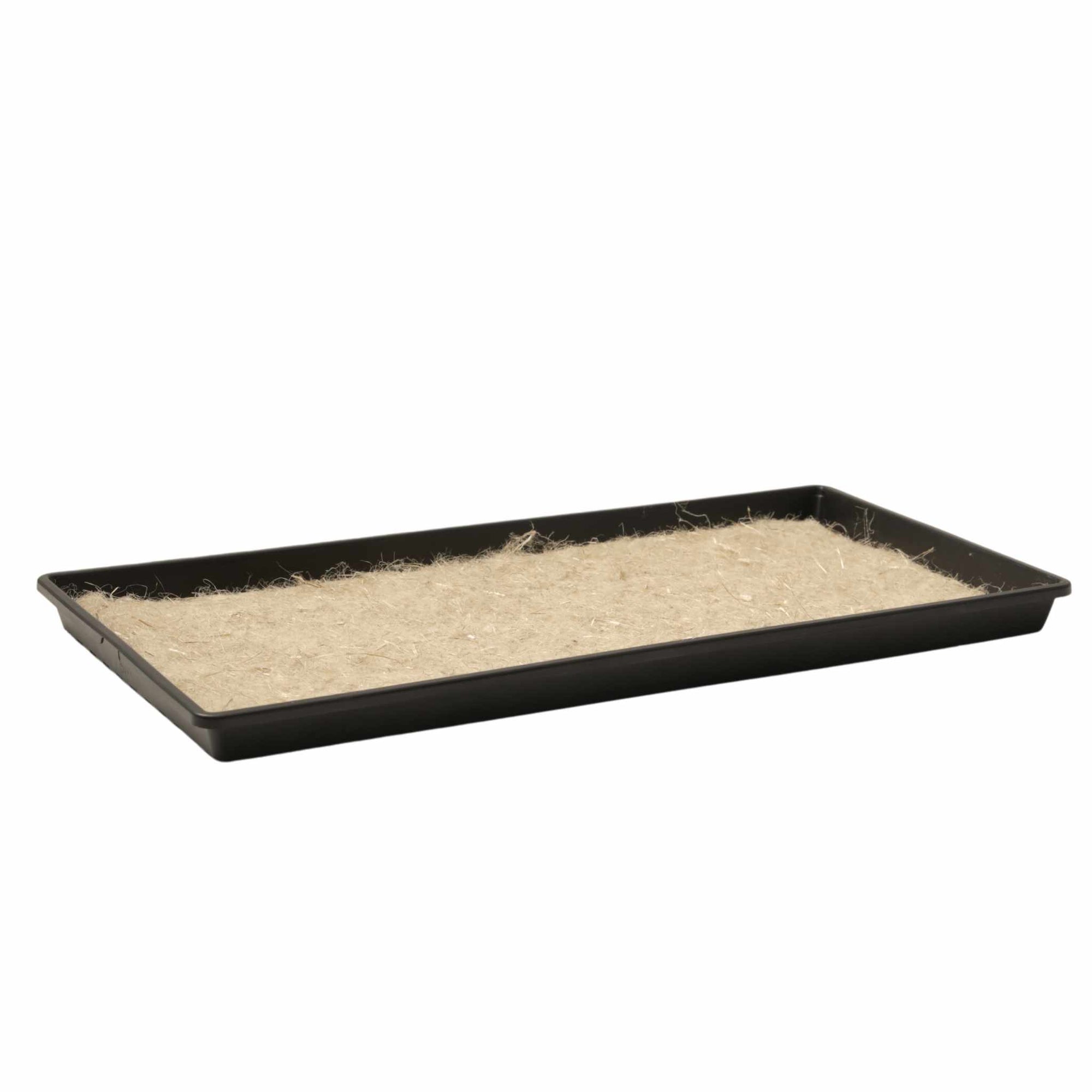 1020 Shallow Black Microgreens Tray with Hemp Mat