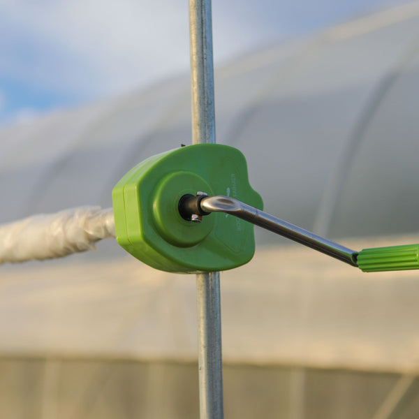Closeup Hand Crank installed on guide rod