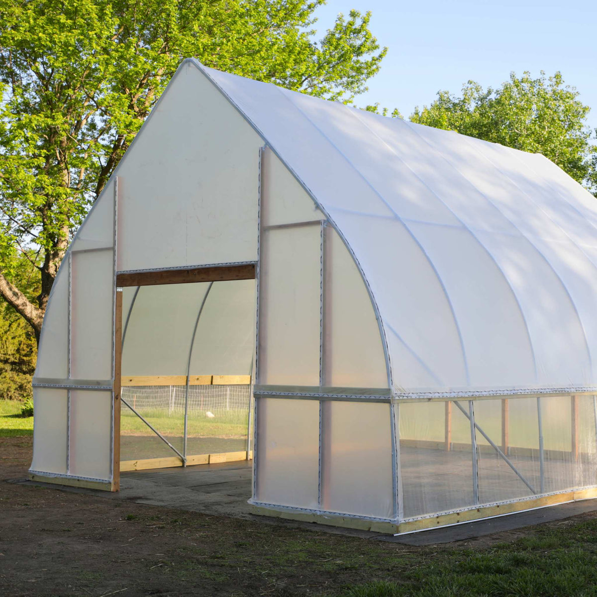 DIY gothic hoop house side front view
