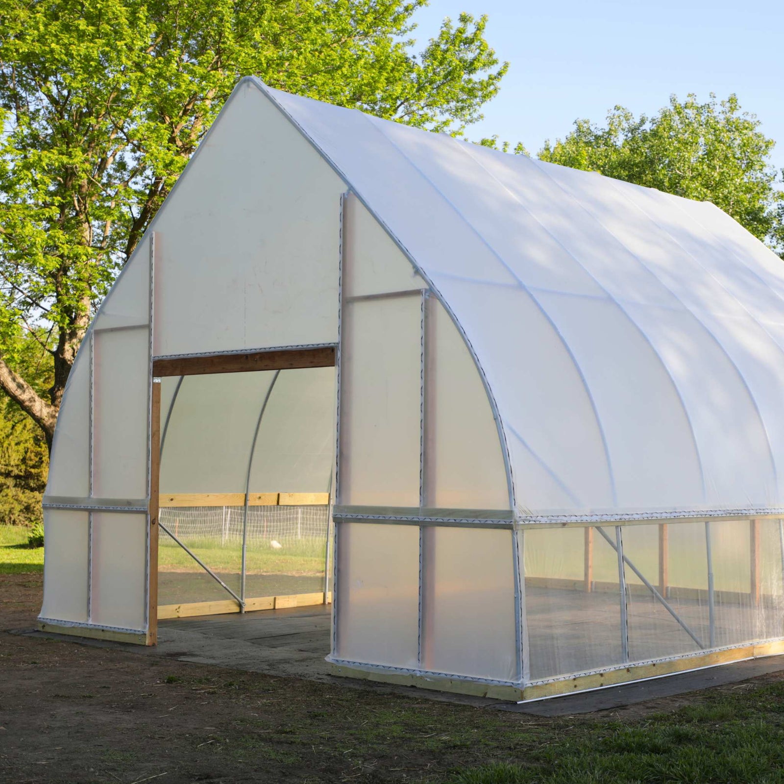 DIY gothic hoop house side front view