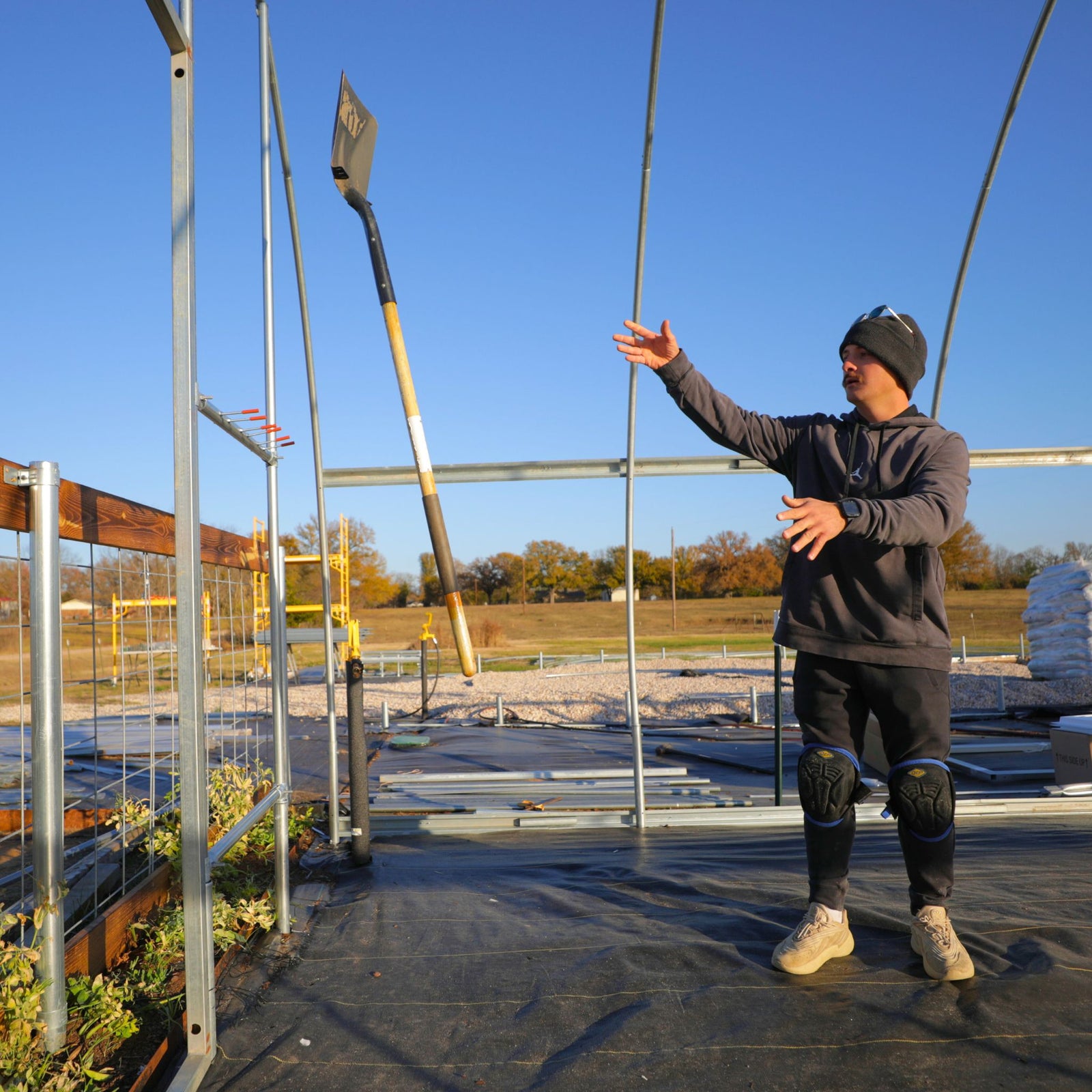 diy tool holder inside greenhouse