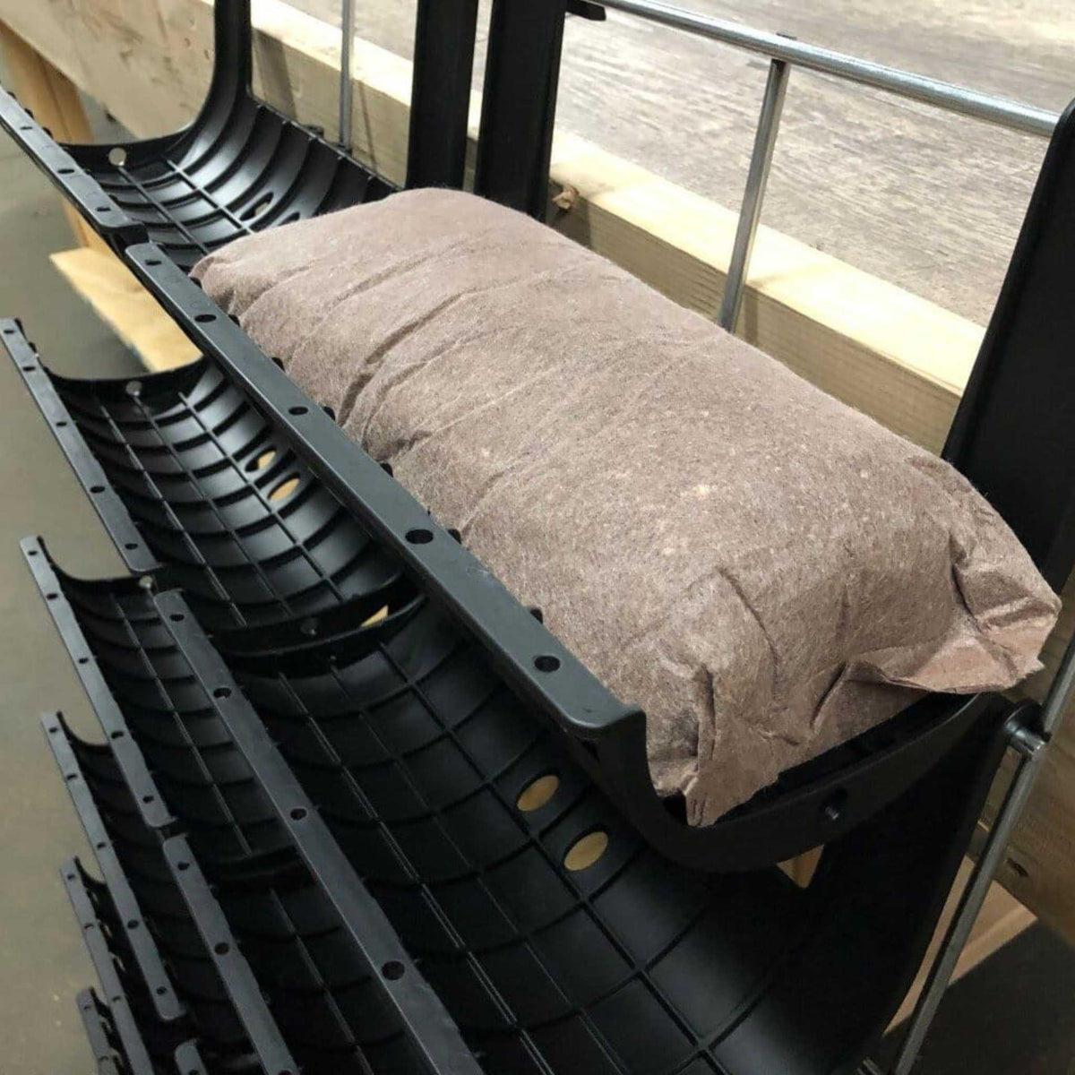 Filled Ellepot Pouches for Vertical Gardens in tray