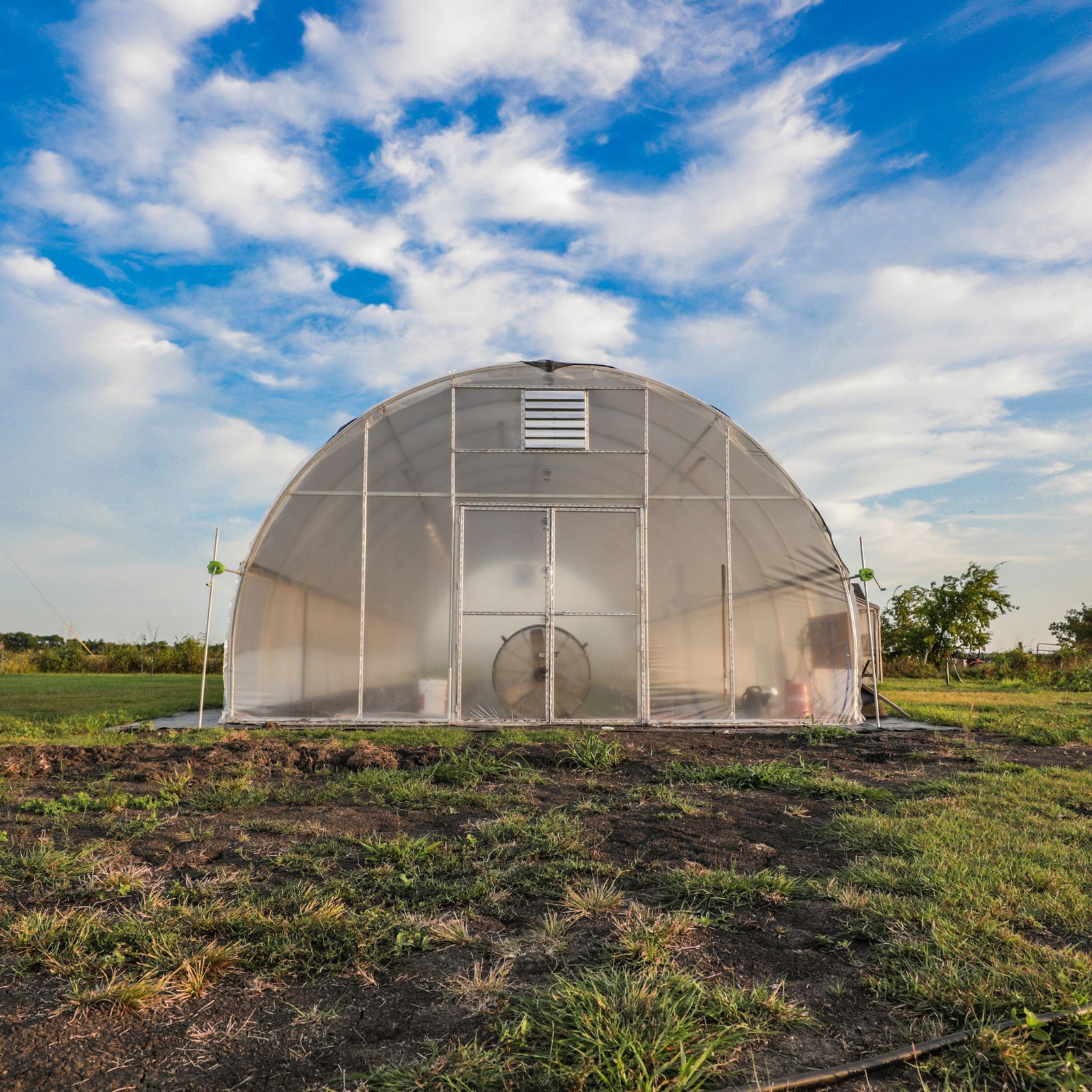 fresh intake shutter on hoop house