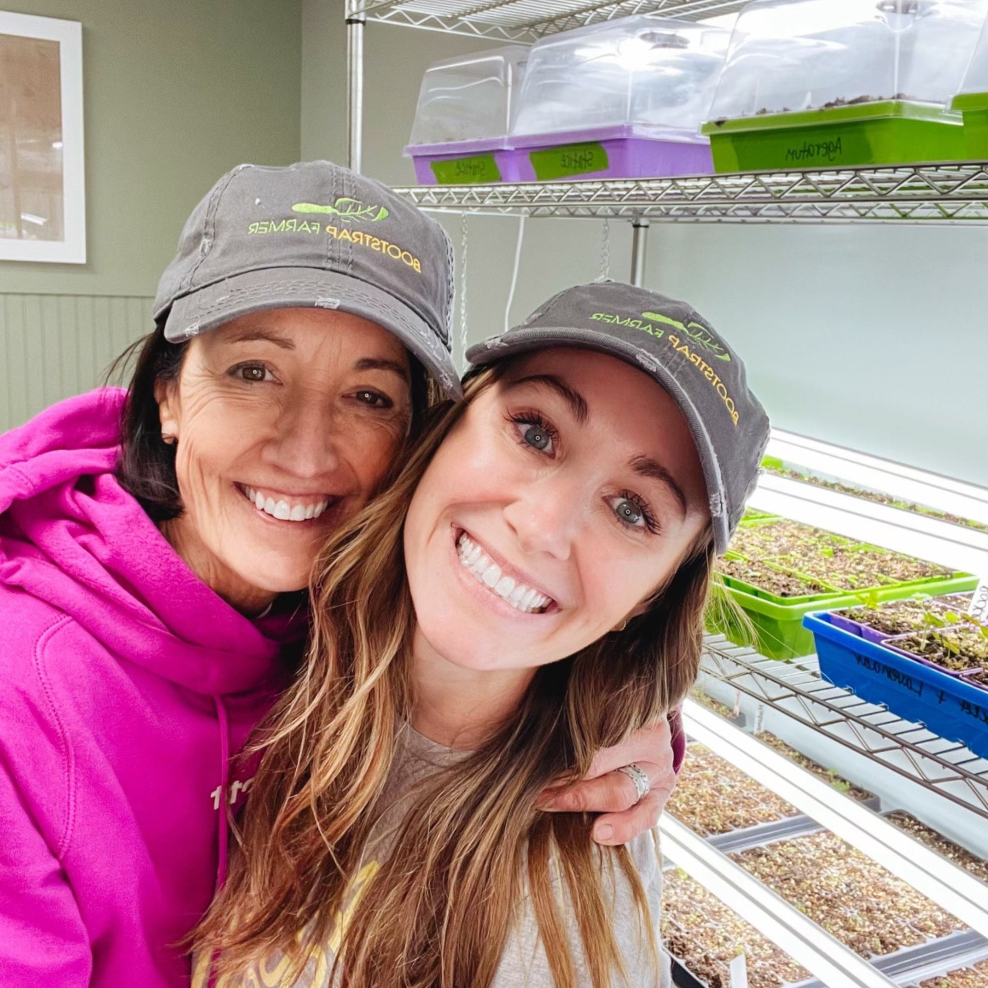logo hats on willow tree flower farm growers