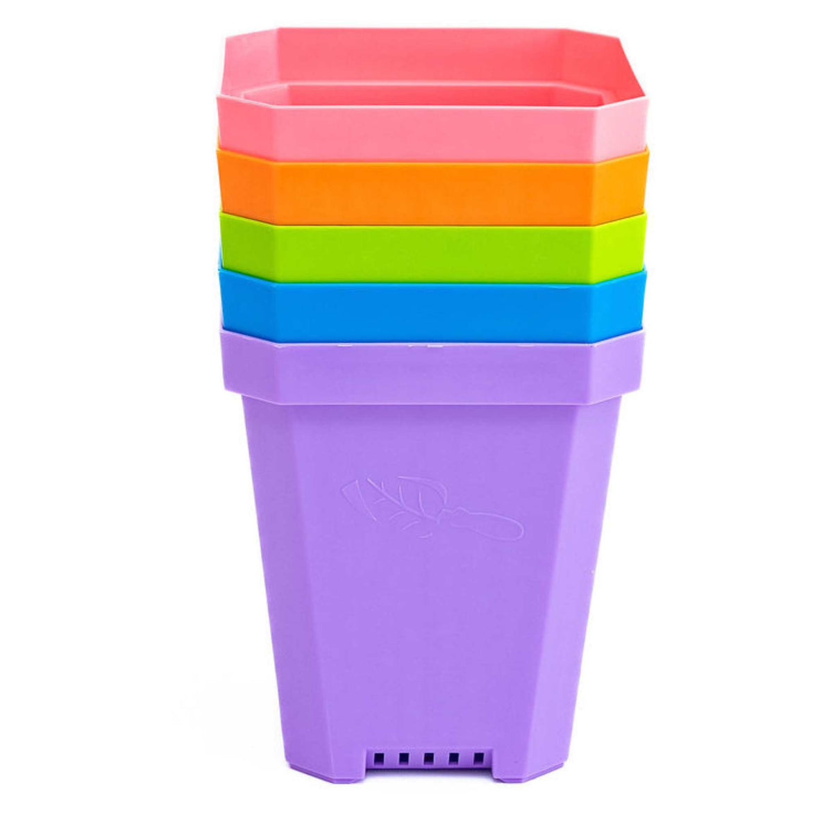 Stacked 5" multicolor nursery pots