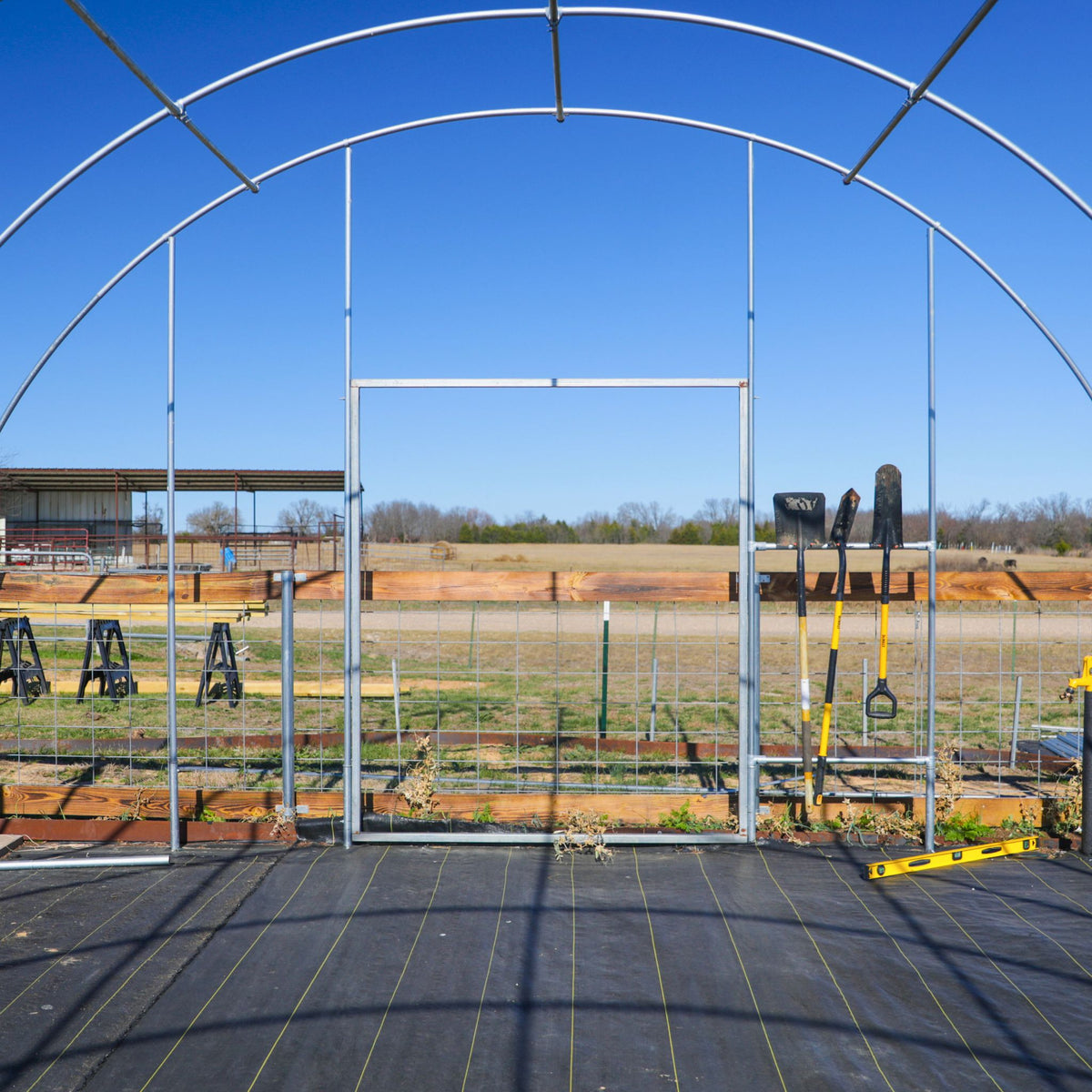 Premium Round All Metal High tunnel double door front view frame