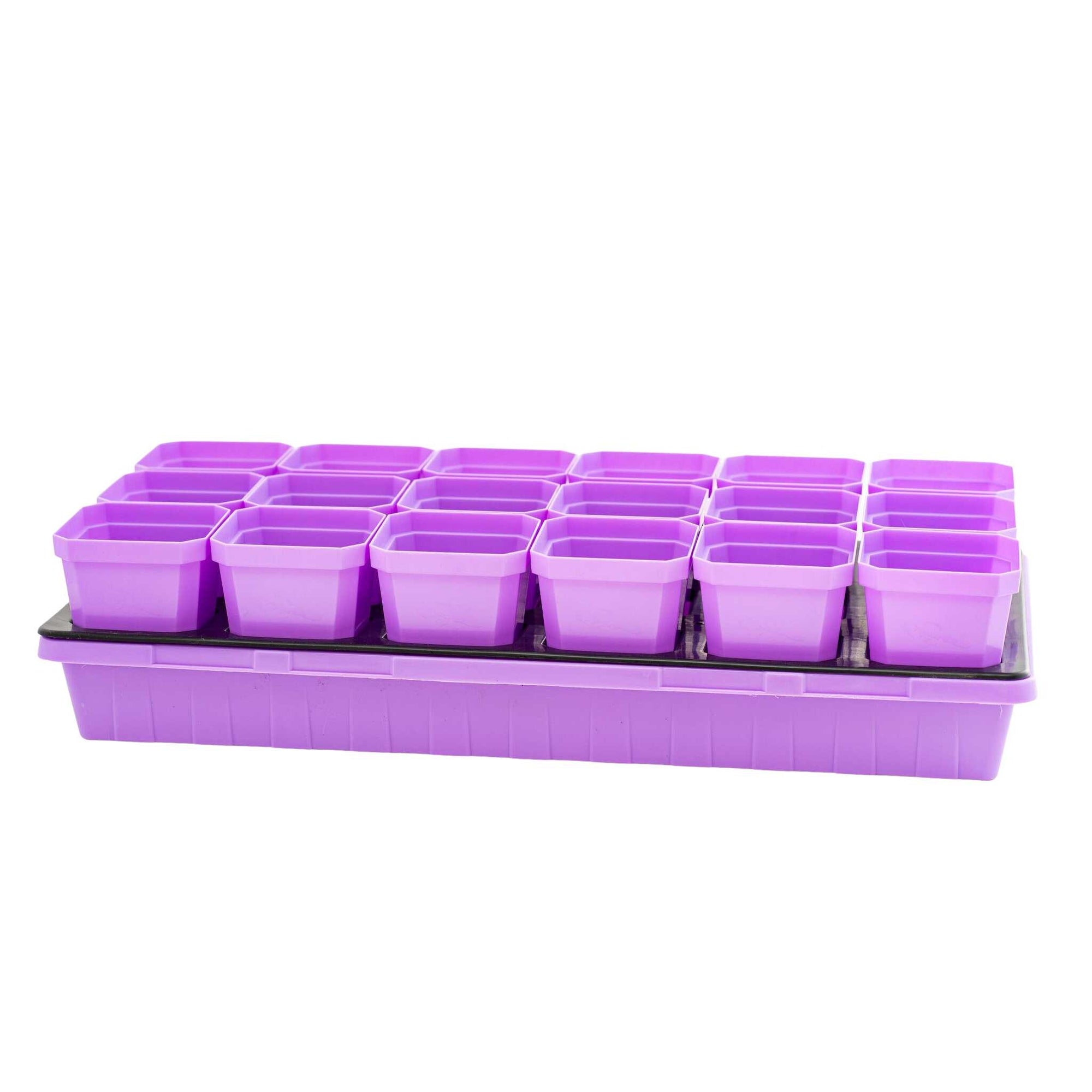 3.3" Seed Starting Pot Nested in a Purple 1020 tray with Insert