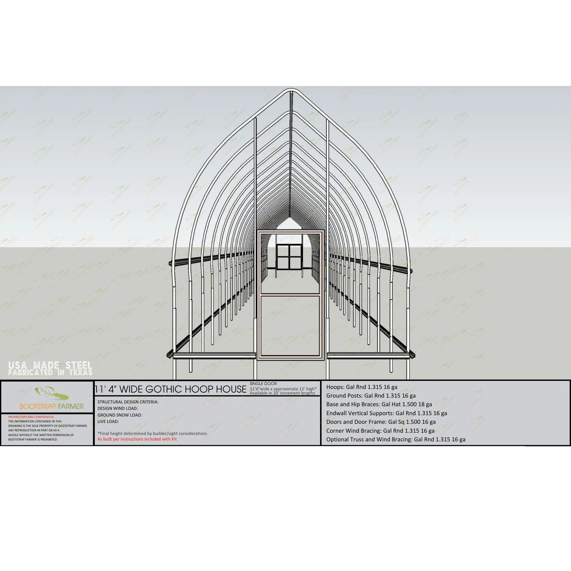 11'4" Gothic Tunnel Greenhouse