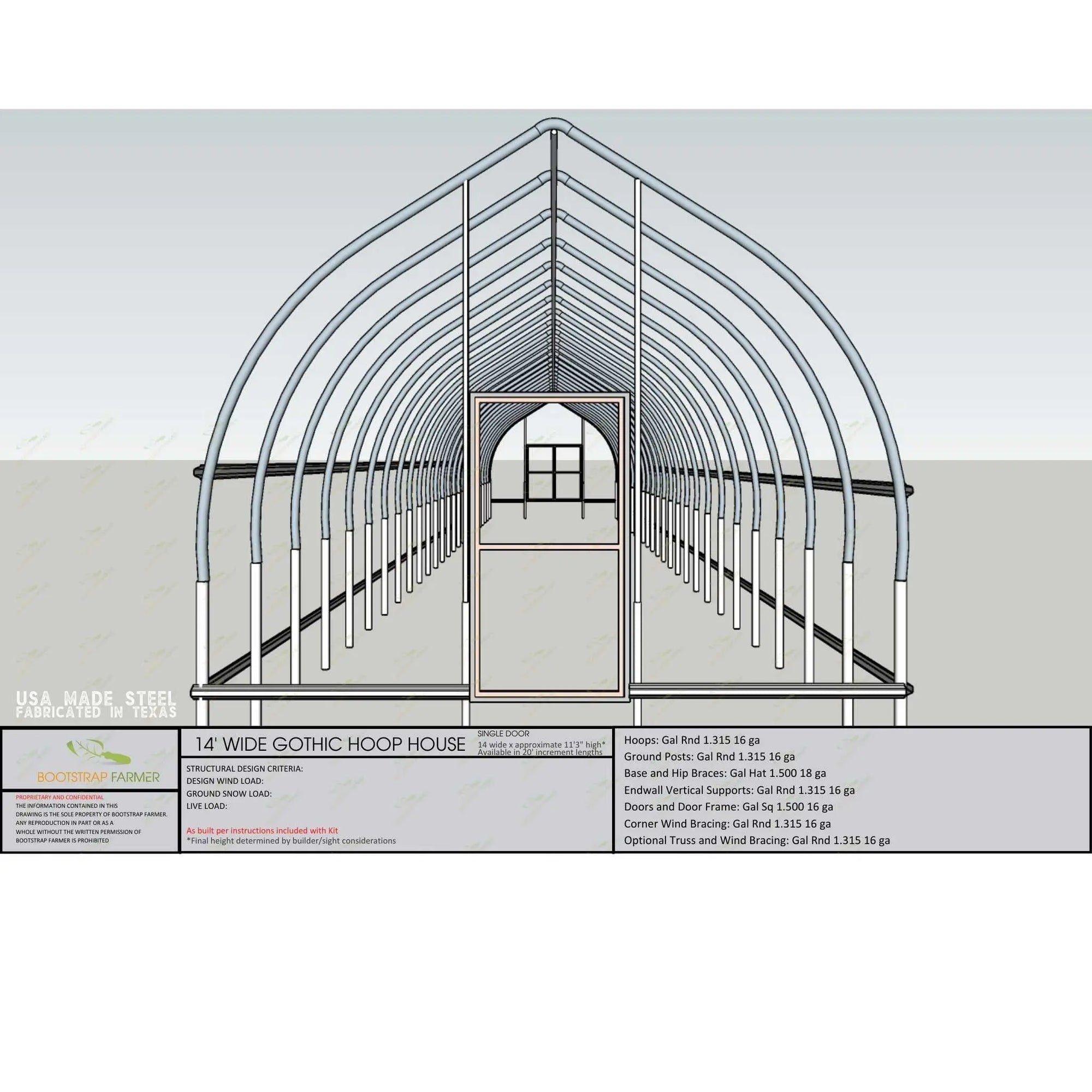 14 ft wide gothic high tunnel greenhouse