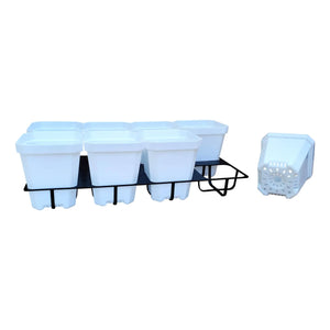 5 inch pots with holders in white