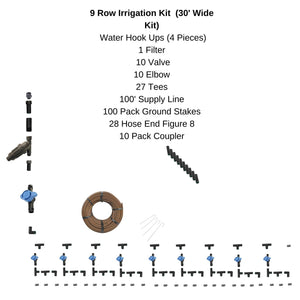 9 row irrigation kit for hoop house