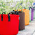 Line of planted multi-color fabric grow bags